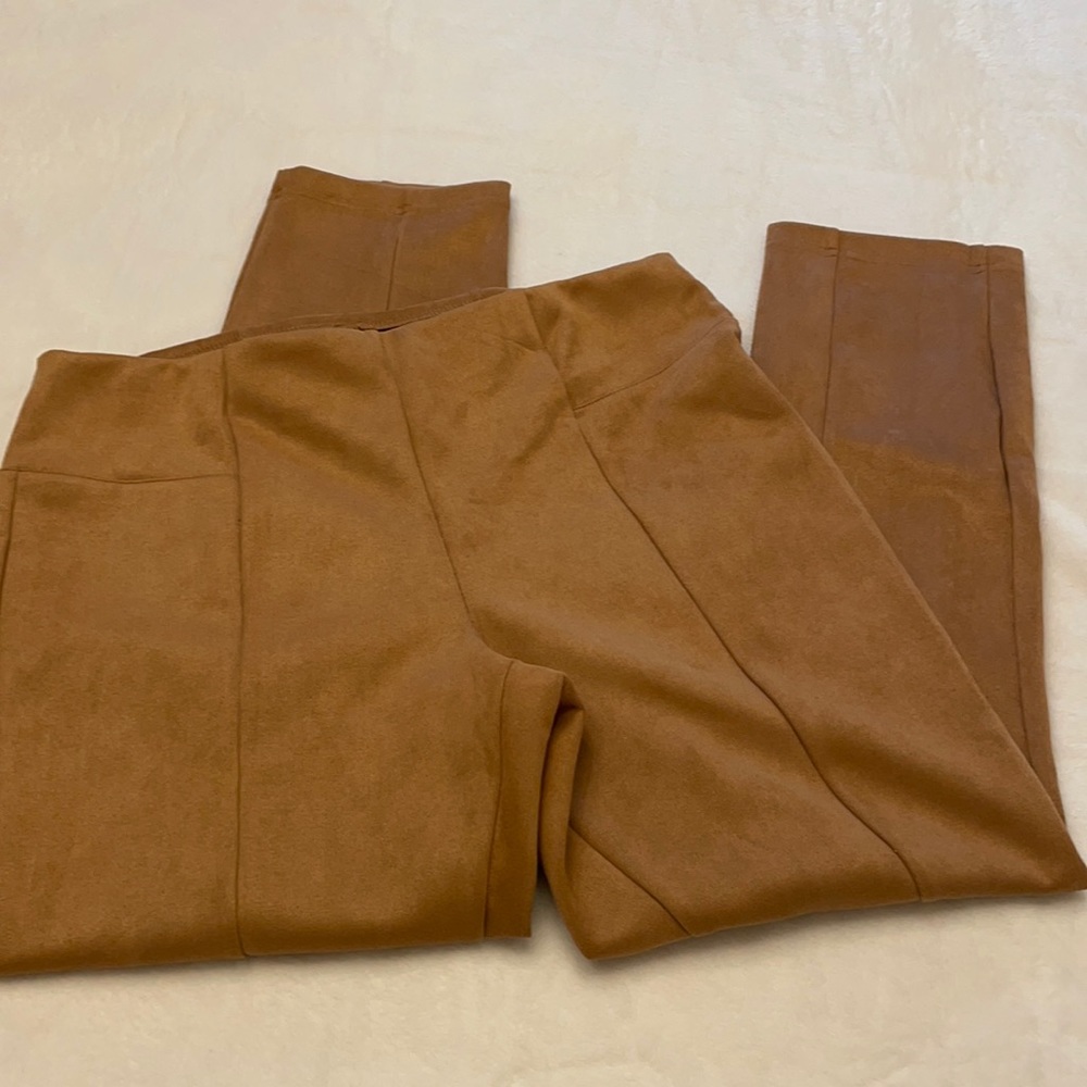 Stretch pants with a suede feel.  Excellent condition!